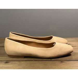 Nordstrom Rack Women's Aspen Flats Size 7.5 Light Tan Faux Suede Square Toe